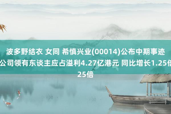 波多野结衣 女同 希慎兴业(00014)公布中期事迹 公司领有东谈主应占溢利4.27亿港元 同比增长1.25倍