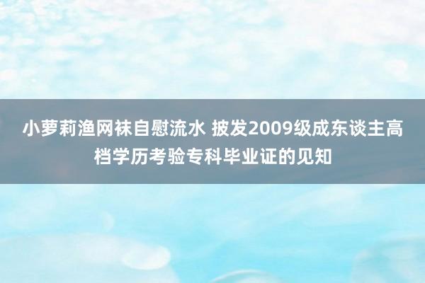 小萝莉渔网袜自慰流水 披发2009级成东谈主高档学历考验专科