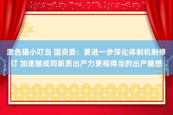 激色猫小叮当 国资委：要进一步深化体制机制修订 加速酿成同新质出产力更相得当的出产臆想