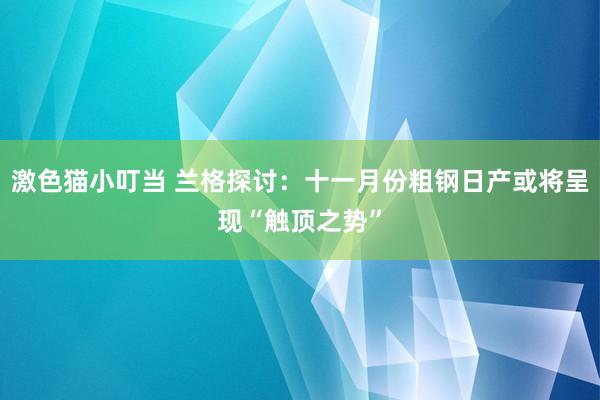 激色猫小叮当 兰格探讨：十一月份粗钢日产或将呈现“触顶之势”